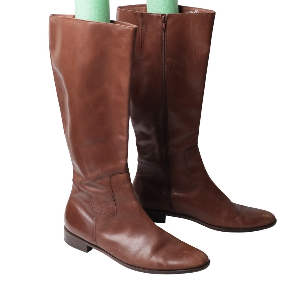Talbots Womens Brown Leather Knee High Riding Boots Size 9 B Made in Brazil